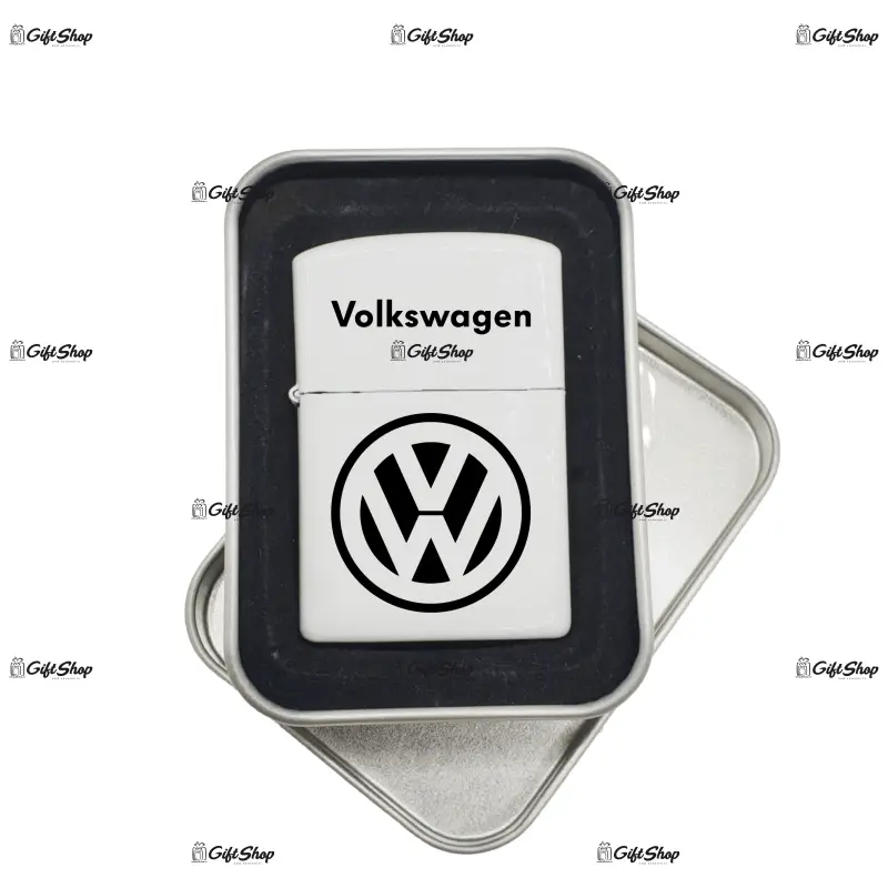 Volkswagen, bricheta metalica gravata laser cu mesaj, model 1